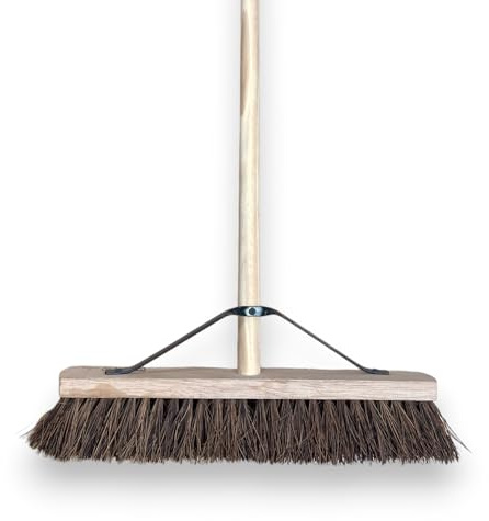 Platform Broom 18 Inch Complete with Handle and Support Stay (Stiff Bassine Cane)