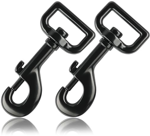 Ganzoo © Karabiner-Haken mit Drehgelenk für Hunde-Leine im 2er Set, robuster Stahl-Karabiner 83mm Länge, Für Paracord 550 Hunde-Halsband, Karabiner mit Drehkopf, Farbe schwarz