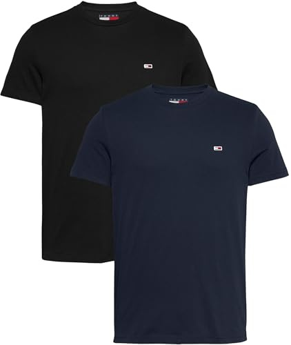 Tommy Jeans Tjm Xslim 2pack Jersey Tee Ext Dm0dm20687, Maglietta a Maniche Corte Uomo, Multicolore (Black/Dark Night Navy), XXL Plus (Pacco da 2)