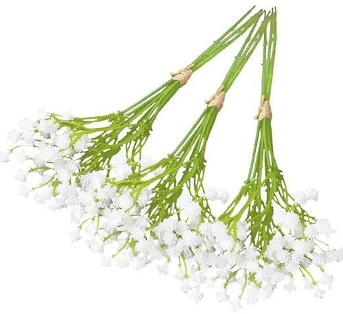 ZFISH 20 cm weiße Schleierkraut Kunstblumen Hochzeit Brautstrauß Dekoration Blumenarrangement Atem Gefälschte Blume-3Bouquet