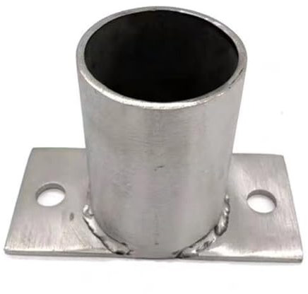 Round Mailbox Post Anchor Base, Sturdy 304 Stainless Steel Deck Post Protector for Fence Or Porch Mount, Chain Link Fence Pole Floor Flange for Porch/Pavilion/Flag Round Post(40x50MM)