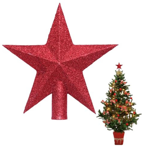 Fc'Noqgn Cappello ad Albero di Natale con Stelle Scintillanti - Cappello ad Albero di Natale con Stelle - Cappello ad Albero Qualsiasi per Cappelli ad Albero di Natale (Rosso)