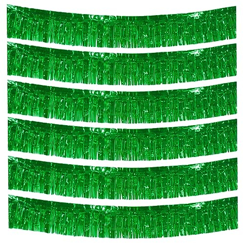 Ainmto 6-Pakete Folie Fringe Girland Metallic Folie Tinsel Fringe Girland Wand Hängende Fringe Banner für Parade Floats, Hochzeit, Weihnachten, Geburtstagsparty Halloween Deko (grün)