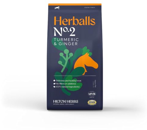 Hilton Herballs No. 2 Turmeric & Ginger All-Natural Horse Treats. Tasty Treats or Rewards for Horses and Ponies. No Additives or Fillers. Molasses-Free. 100% Natural Ingredients. 2kg Bag. Made in UK.