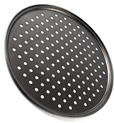 Plateau à Pizza, Plat à Pizza pour Four, Plat à Pizza avec Trous Ventilés, Plat à Pizza perforé en Acier au Carbone, Plat de Cuisson à Pizza Antiadhésif, Ustensiles de Cuisson à