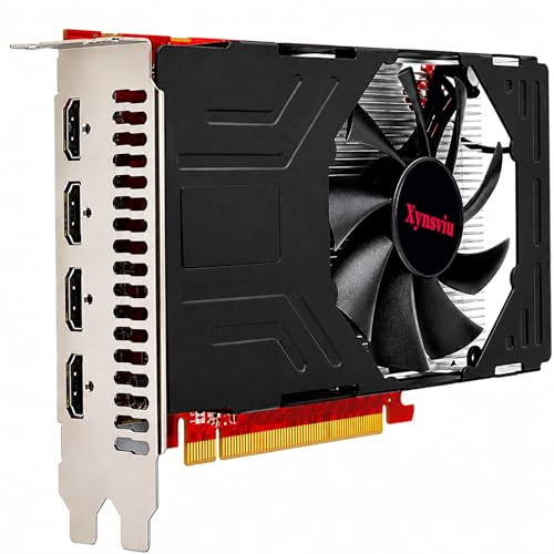 Xynsviu RX560 - Tarjeta gráfica multimonitor GDDR5 4 HDMI de 2 GB | 4 tarjetas de video HDMI para oficina multipantalla, comercio de acciones, soporta hasta 3840 x 2160 60 Hz
