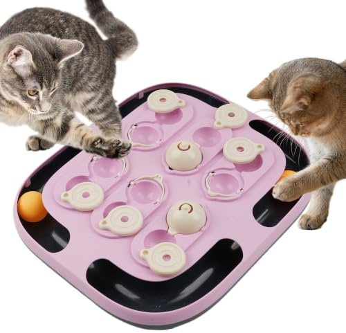 LACCEN Cat Puzzle Toy, 2 in 1 Interactive Cat Toys with Track Ball, Mental Stimulation Puzzle Games Food Dispenser Physical Exercise Slow Feeder Enrichment Toys for Bored Indoor Adult Kitten Cats