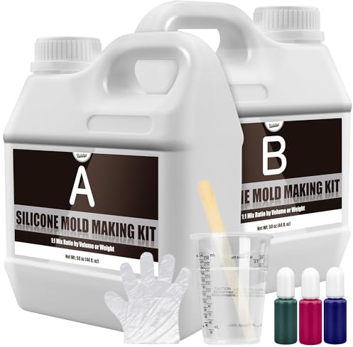 Gomma Silicone Liquido - 2,600ml Silicone per Stampaggio Traslucido per DIY Stampi in Silicone - 1:1 Rapporto Silicone da Colata Atossica per Stampo in Resina, Stampi per Candele, Stampo per Sapone
