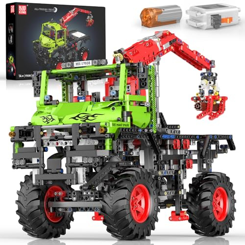 Mould King 17038 Technik LKW mits Holzgreifer Bausatz, Motor-Modell mit über 2002 Bausteinen, Konstruktionsspielzeug für Jugendliche und Sammler