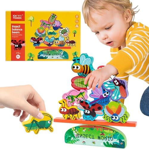 MACULPER Montessori Holzspielzeug ab 2 3 4 5 Jahren Montessori Stapelspiel stapelspielzeug Holz Motorikspielzeug Balancieren Feinmotorik Lernspielzeug Geschenk für Mädchen Junge