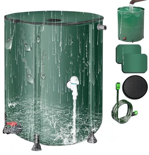 Barile pieghevole per pioggia, contenitore pieghevole in PVC con tubo flessibile per raccogliere l'acqua piovana dalla grondaia, soluzione portatile per raccogliere l'acqua piovana