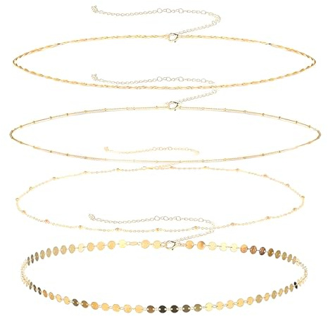 4PCS Adjustable Gold Chain Belt for Belly and Waist Gold Belly Chain Chic Women’s Waist Chain Jewelry, Perfect for Party, Beach, Club, and Casual Wear