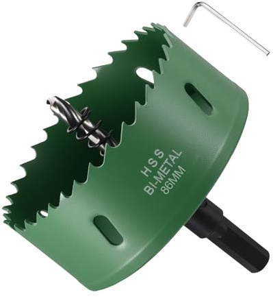 METALLIXITY Bi-Metal hålsågssats 86 mm (3–3/8 tum) M42 högpresterande höghastighetsstål hålfräs med centreringsborr, sexkantsnyckel och fjäder – för metallplåt trä grön