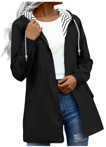 KOG Regenjacke für Damen Wasserdicht Radjacke Leichte Windjacke Outdoor Jacken Einfarbig Oberteil Frau Regenponcho Große Größen Trainingsjacke Winter Jacken Windbreaker Mode Regencape Laufjacke