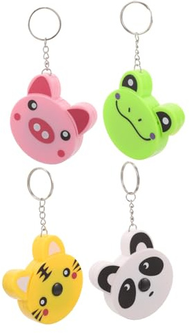 SEWACC Mini Mètre Ruban Rétractable Porte-clés Animaux 4 Pièces Abs Solide Outil Portable Couture Travaux Manuels Bureau Loisirs