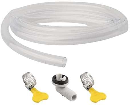 Eawfgtuw Tubo di scarico del condizionatore d'aria, kit con tubo condensato CA da 0,9 m con connettore da 15 mm e morsetti, tubo di scarico in ABS resistente per tubo di scarico AC e condotto (0,9 m)
