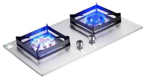 THEGA Fornello A Gas - Piano Cottura A Gas A 2 Fuochi, Pannello in Acciaio Inox, Portapentole in Ghisa, Accensione Automatica, Tecnologia di Risparmio Energetico, per Cucina, Campeggio(LPG)