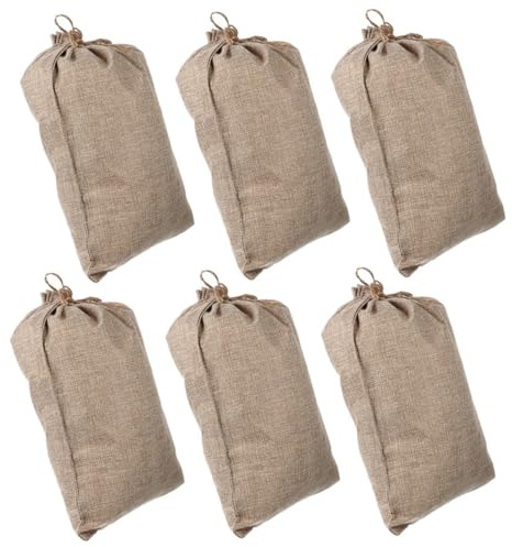 BAZEITFLOW 6pezzi Sacchetti in Lino Riutilizzabili Coulisse per Verdure Sacchetti Multifunzione per Radici e Patate per Conservare Frutta e Verdura