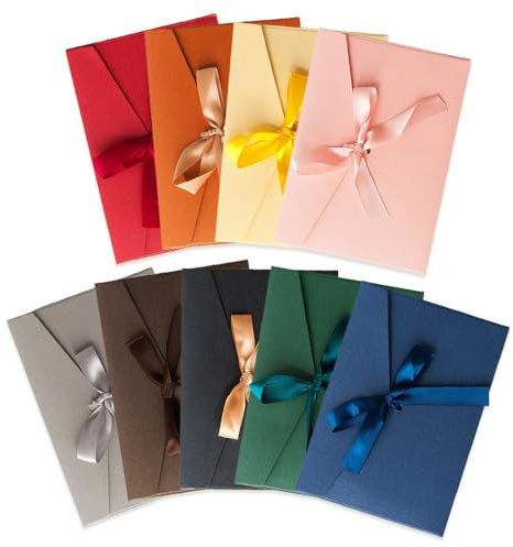 HMCEY 10 Pezzi Buste Biglietti Auguri Con Nastri,Busta Lettera Colorate,Buste Carta Vintage Piccole,Busta Inviti Matrimonio,Envelopes Small per Partecipazioni,Buoni Regalo,Compleanno-17.5 x 12.4 cm