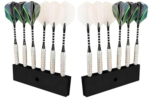 KOOLEVER 2 Pack Dart Holder Wall Mounted Rack, Plastic Dart Dock Rack For 12 Darts(6 Each), for Steel & Soft Tip, Darts Holder Wall Mounted Storage Display, D art Holders For Wall Game Room Bar
