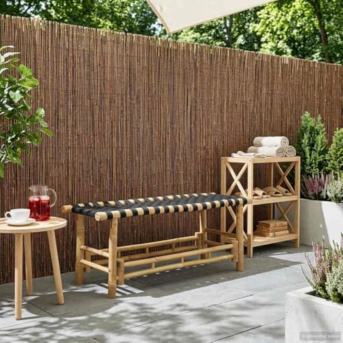 GeenYuu Gartenbank Natur Bambus 110 x 38 x 40 cm stabile Sitzbank für Terrasse Balkon und Garten mit wetterfester Oberfläche vielseitige Parkbank für Innen und Außenbereich