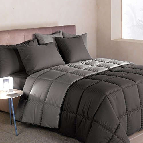 Caleffi - Trapunta Modern Invernale, Confortevolezza Ottimale, 100% Poliestere, Regalo Ottimo, Stile Distintivo, Antracite, Singola Piccola