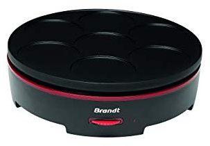 Brandt CR1000NR - Crêpière circulaire - 7 Mini Crêpes- 1500W - Noir et rouge