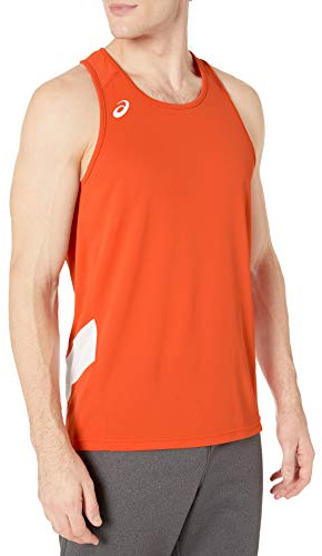 ASICS Men's Team Sweep Singlet, Orange/White, XX-Large