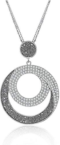Runde Anhänger Halskette für Frauen-2 Big Crystal Diamond Geometrische Kreise Anhänger Halsketten Lange Pullover Kette Modeschmuck