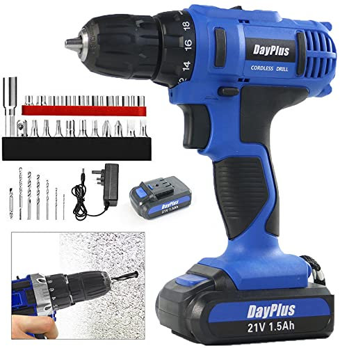 Electric Impact Cordless Drill Set & Screwdriver 21V 45N.m 18+1 Torque with Rechargeable Lithium-ion Battery, Fast Charger, w/Quick-Release Drill Chuck, 2-Speed, LED Work Light, 29 Bits in Case