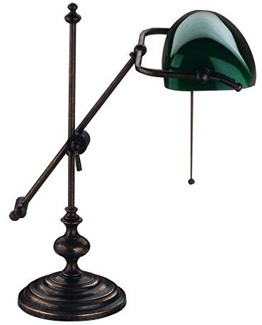 arterameeferro Lampada da tavolo Ministeriale Vetro Verde in Ottone anticato MADE IN ITALY