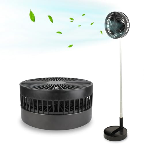 FISHTEC - Ventilateur de Bureau Sans Fil Télescopique et Silencieux 30 dB - Hauteur Réglable 35 à 100 cm - Tête Inclinable 180° - 4 Vitesses - Rechargeable USB - Compact et Portable