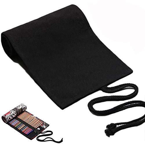NANANA Leinwand Stifterolle Pencil Wrap Roll up Holder Tasche Federmappe für 12/24/36/48/72 Buntstifte und Bleistifte Stifteetui Roll-up Mäppchen für Künstler, Reisen, Schule (Ohne Stift),#3,72 Holes