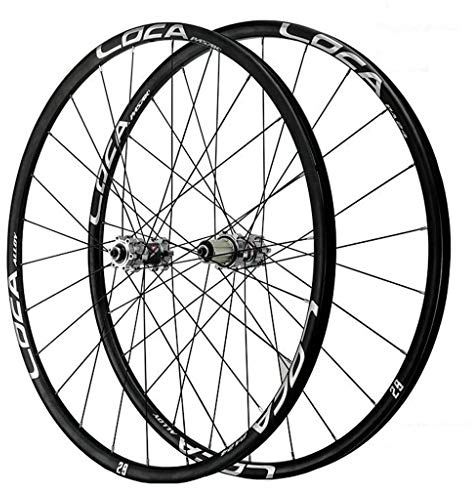 LSRRYD Hjulset för MTB 26/27,5 / 29 tum cykel skivbroms cykel hjul dubbla lager legering kant 24 ekrar 8-12 hastighetskassett förseglat lager navar QR (färg: A-silver, storlek: 70 cm)