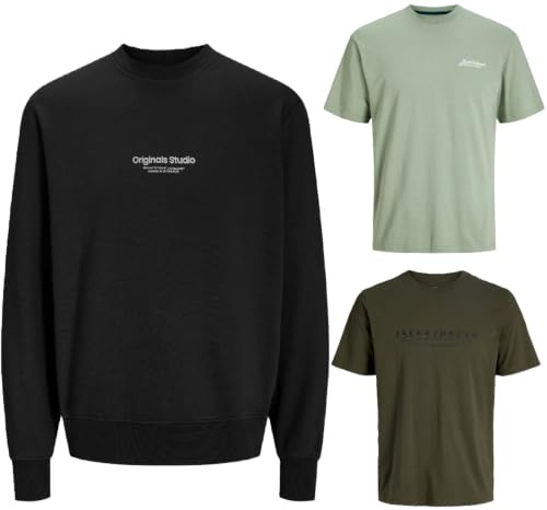 JACK & JONES Homme – Boîte Grande Taille 3 pièces – Sweat à capuche Pullover T-shirt Surdimensionné Grande Taille 3XL 4XL 5XL 6XL 7XL 8XL zr99a, 4XL