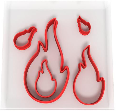 Custom Cutters Lot de 5 emporte-pièces en forme de flamme en plastique pour pâtisserie, fondant, argile, pâtisserie, glaçage, bijoux (1,5/2/3/5/8 cm)
