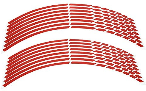 KIMISS Pegatinas Reflectantes para Llantas de Bicicleta y Motocicleta, Juego de 16 Piezas de 16-18 Pulgadas (Rojo)