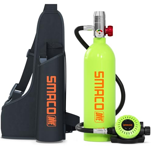 SMACO Bouteille de Plongée sous-Marine Rechargeable 1L Bouteille De Plongée sous Marine Source d'air de Secours pour Nettoyage de Bateau, Aquaculture, Plongée et Exploration Équipement Portable S400