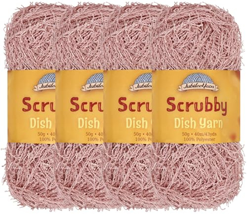 JubileeYarn Scrubby Dish Yarn - Dishcloth Polyester - 50g/Skein - Pink - 4 Skeins