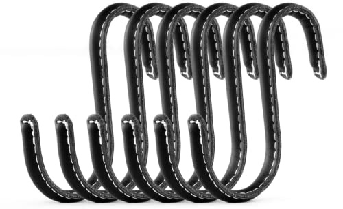 Brute Strength – S-Haken mit Lederummantelung – Schwarz – 6 Stück