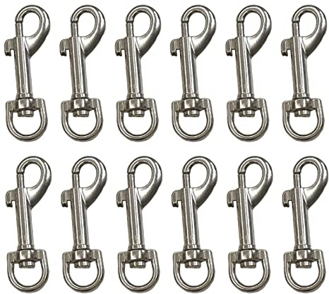 Karabiner 12er Set, Hundeleine Karabinerhaken mit 360° Drehgelenk für Hundeleine Halsband Gurtband Tasche mit Camping Wandern Schlüsselanhänger