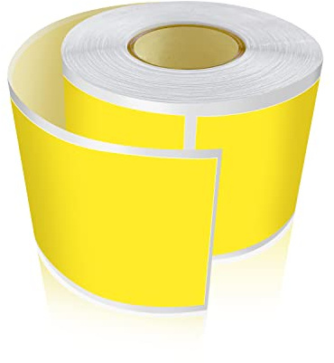 Meitaat 300 Stück Gelbe Rechteckig Aufkleber 5 x 7,6cm Ablösbar Etiketten | Farbkodierung, Vinyl Klebeetiketten, Selbstklebend,Wasserfeste, Sticker, Rollen, Für Umzüge, Aufbewahrung und Lager