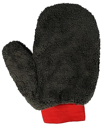 vhbw Guanto per cerchioni per la cura di auto, moto e biciclette - guanto per lavaggio in microfibra, nero/rosso