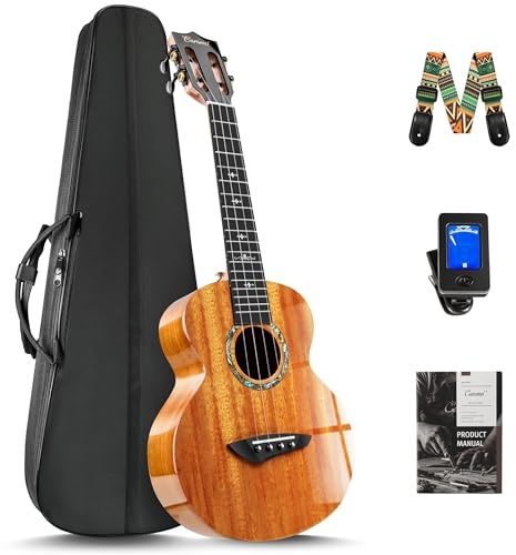 Caramel CAG47 African Mahogany Glossy Red 23 Concert Ukulele for Beginners Handmade Ukulele Starter Kit