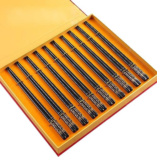 bacchette giapponesi lavabili Bacchette usa e getta 10 set di bacchette in ceramica a doppio strato con ornamenti in bone china riutilizzabili(Color:1,Size:)
