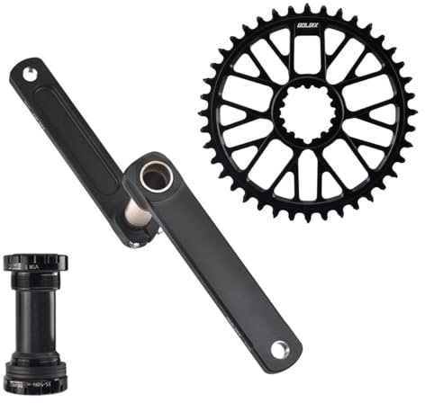 NaLsa Fahrrad Kurbelgarnitur 170mm Kurbel Single Speed ​​Kettenblatt 40T/42T/44T/46T/48T MTB Kurbelgarnitur Fahrrad Kurbel Arm Set Mit Tretlager (Color : 46t+BSA, Size : 165mm)