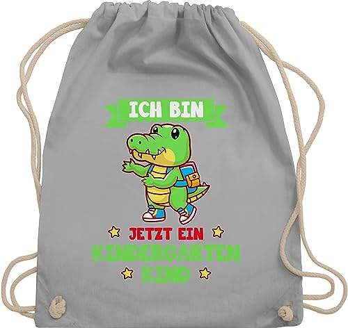 Turnbeutel Rucksack - Hallo Taschen - Bin jetzt ein Kindergartenkind - Kita Start Kindergarten Geschenk - Unisize - Hellgrau - kindergartentaschen kindergartenstart ich turnsackerl stoffbeutel