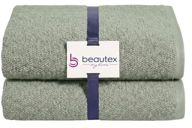 BEAUTEX Handtücher 2er Set 50x100 Eisberg-grün 550 g/m² Baumwolle | Weiche Frottierqualität aus 100 % europäischer Baumwolle, Oeko-Tex, saugstark und bis 60 °C waschbar.