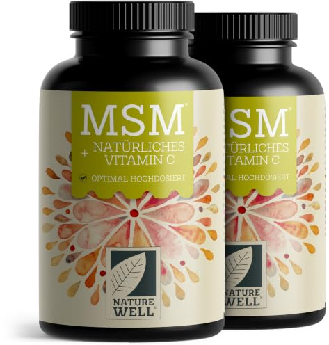MSM 2000mg pro Tag + natürliches Vitamin C - 2x365 MSM Tabletten mit Methylsulfonylmethan - kompakteres MSM Pulver als bei MSM Kapseln - hochdosiert mit 1000 mg pro MSM Tab - vegan