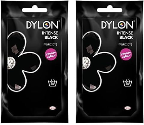DYLON Hand Dye, Fabric Dye Sachet for Clothes, Soft Furnishings and Projects, 50 g - Intense Black (Pack of 2)